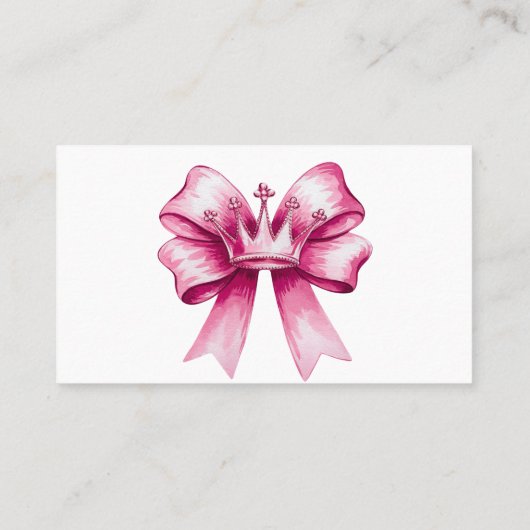 ピンクボウ&クラウンベビーシャワーおむつラッフル 名刺 (裏面)