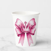 ピンクボウ&クラウンベビーシャワーお祝い 紙コップ (裏面)