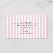 ピンクボウ&ストライプSNSアイコンベビーシッター 名刺 (裏面)