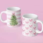 ピンクボウ&スノーフレーククリスマスホリデーマグ ツートーンマグカップ