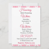 ピンクボウ&レースその女の子ベビーシャワー招待状 招待状 (裏面)