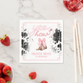 ピンクボウ&女性のカーボーイブーツコケットウェスタン誕生日 スタンダードカクテルナプキン (インサイチュ)