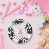 ピンクボウ&女性のカーボーイブーツコケットウェスタン誕生日 ペーパープレート (パーティー)