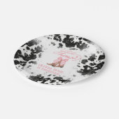 ピンクボウ&女性のカーボーイブーツコケットウェスタン誕生日 ペーパープレート (アングル)