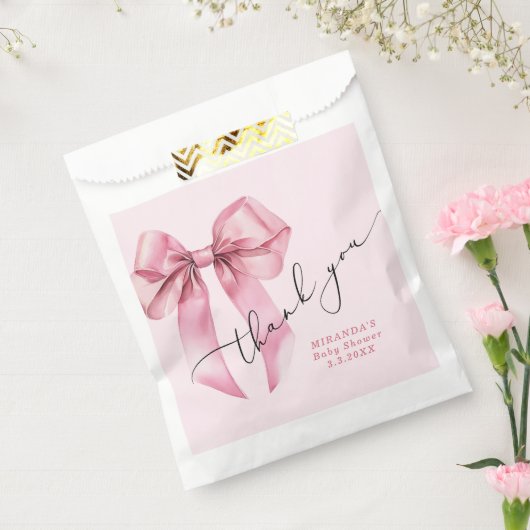 ピンクボウBowhealy赤ちゃんシャワーありがとう フェイバーバッグ (封をした状態)