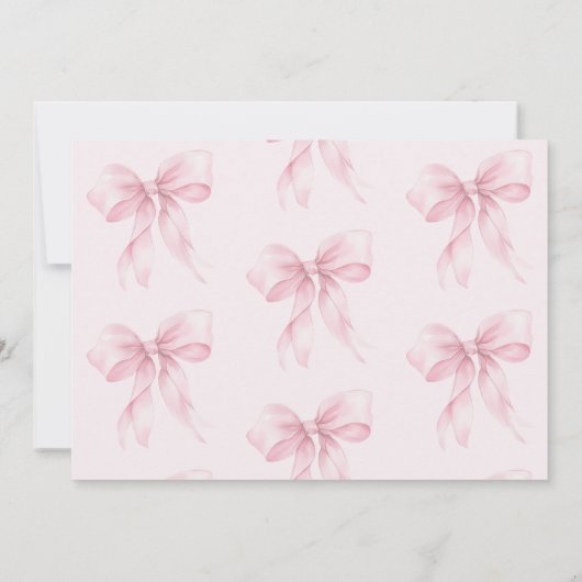 ピンクボウOnederfulフローラ写真誕生日ありがとう 招待状 (裏面)
