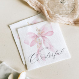 ピンクボウOnederful女の子1st誕生日 スタンダードカクテルナプキン