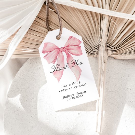 ピンクボウShes結び目ありがとうメッセージカード ギフトタグ
