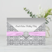 ピンクボウSweet sixteenパーティの招待状 招待状 (スタンド正面)