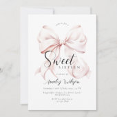ピンクボウSweet sixteen誕生日招待状 招待状 (正面)