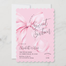 ピンクボウSweet sixteen誕生日 招待状