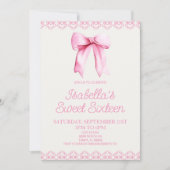 ピンクボウSweet sixteen16thバースデーパーティー 招待状 (正面)