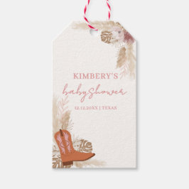 ピンクボエレガントホ女性のカーボーイブーツパンパスベビーシャワー ギフトタグ