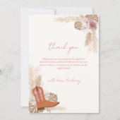 ピンクボエレガントホ女性のカーボーイブーツパンパスベビーシャワー サンキューカード (正面)