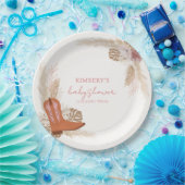 ピンクボエレガントホ女性のカーボーイブーツパンパスベビーシャワー ペーパープレート (パーティー)