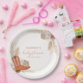 ピンクボエレガントホ女性のカーボーイブーツパンパスベビーシャワー ペーパープレート (パーティー)