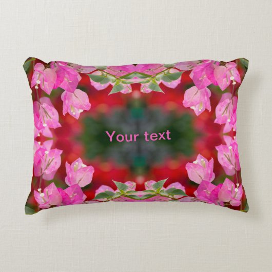 ピンクボガンビレアの花 アクセントクッション (正面)