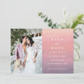 ピンクボグラデーションーホミニマリストの日付を保存 サンキューカード (スタンド正面)