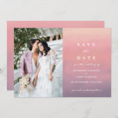 ピンクボグラデーションーホミニマリストの日付を保存 サンキューカード (正面/裏面)