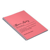 ピンクボスレディ定義名前をカスタムするギフト ノートブック (右側)