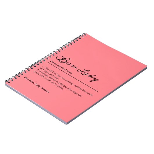 ピンクボスレディ定義名前をカスタムするギフト ノートブック (左側)