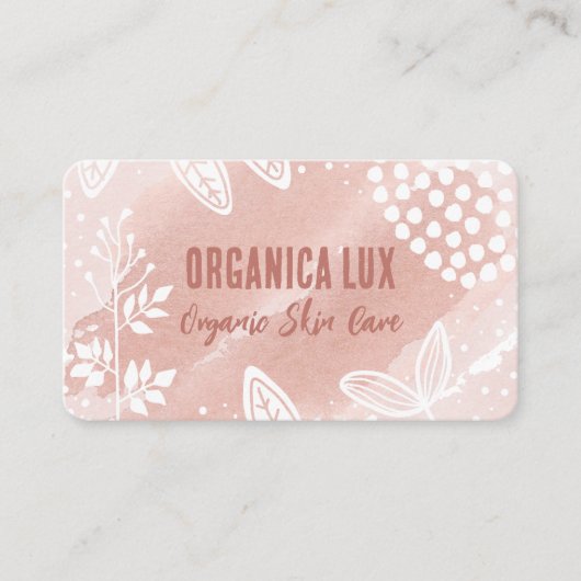 ピンクボタニカルスキン気に名刺 名刺 (正面)