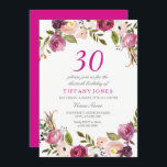 ピンクボタニカルフローラ30th誕生日パーティー招待状 招待状<br><div class="desc">ピンクボタニカルフローラ30thバースデー連絡パーティー招待状私たちは一致するアイテムや私たちの店を見る</div>