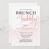 ピンクボタニカルブランチ&バブリーブライダルシャワー 招待状 (正面/裏面)