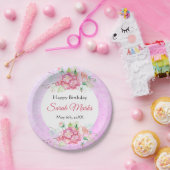 ピンクボタニカル誕生日紙プレート ペーパープレート (パーティー)