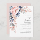 ピンクボタニカル75th誕生日フローラ開花 招待状 (正面/裏面)