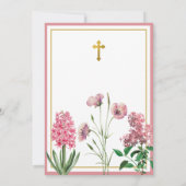 ピンクボタニカル&金ゴールドバプテスマ《キリスト教》洗礼式や命名式ガール 招待状 (裏面)