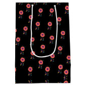 ピンクボタニパターンヴィンテージフローラユニークデザイン ミディアムペーパーバッグ (裏面)