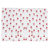 ピンクボタニパターンヴィンテージフローラユニークデザイン ラージペーパーバッグ (裏面)