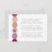 ピンクボタンのベビーシャワーの挿入物カード エンクロージャーカード (正面/裏面)