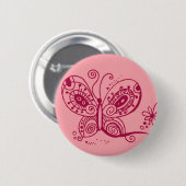 ピンクボタンの蝶 缶バッジ (正面&裏面)