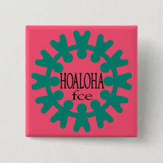 ピンクボタンのHoalohaのティール（緑がかった色） 缶バッジ