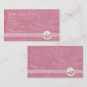 ピンクボタン及びレースの名刺 名刺 (正面/裏面)