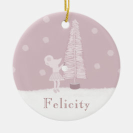 ピンクボトルブラシツリーガールズ セラミックオーナメント