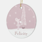 ピンクボトルブラシツリーガールズ セラミックオーナメント (左)