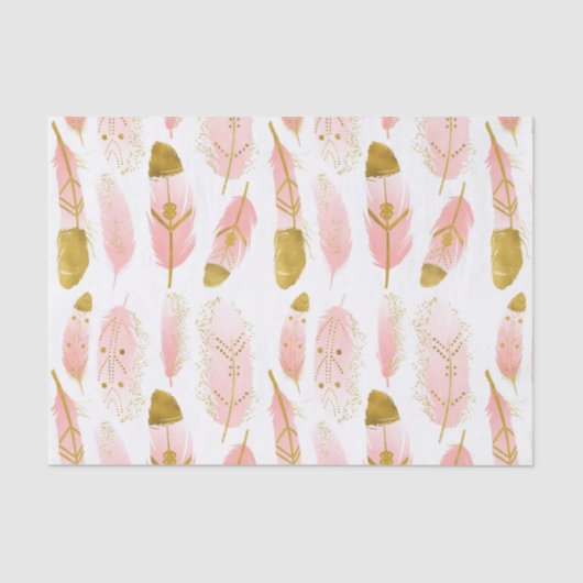 ピンクボヘミアの金箔の羽 薄葉紙 (正面)