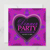 ピンクボヘミアングルーヴィーガールラブディナーパーティー 招待状 (正面)