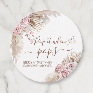 ピンクボヘミアンフローラポップ・アートのパンパスイットポップ フェイバータグ