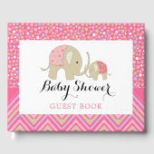 ピンクボヘミアン象とシェブロン赤ちゃんシャワー ゲストブック (正面)