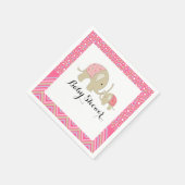 ピンクボヘミアン象とシェブロン赤ちゃんシャワー スタンダードカクテルナプキン (角)