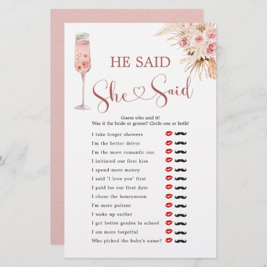 ピンクボホの花びらとプロセッコ彼は彼女が言った (正面/裏面)