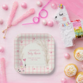 ピンクボホアーチギンガムスウィートベビーシャワー ペーパープレート (パーティー)