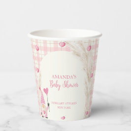 ピンクボホアーチギンガムスウィートベビーシャワー 紙コップ