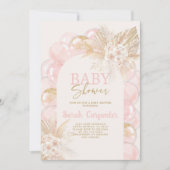 ピンクボホアーチベイビーシャワーガール招待状 招待状 (正面)