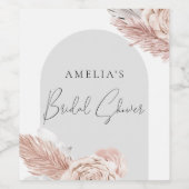 ピンクボホウォーターカラーアーチ花ブライダルシャワー ワインラベル (シングルラベル)