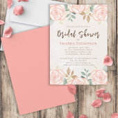 ピンクボホウォーターカラーフローラブライダルシャワー 招待状